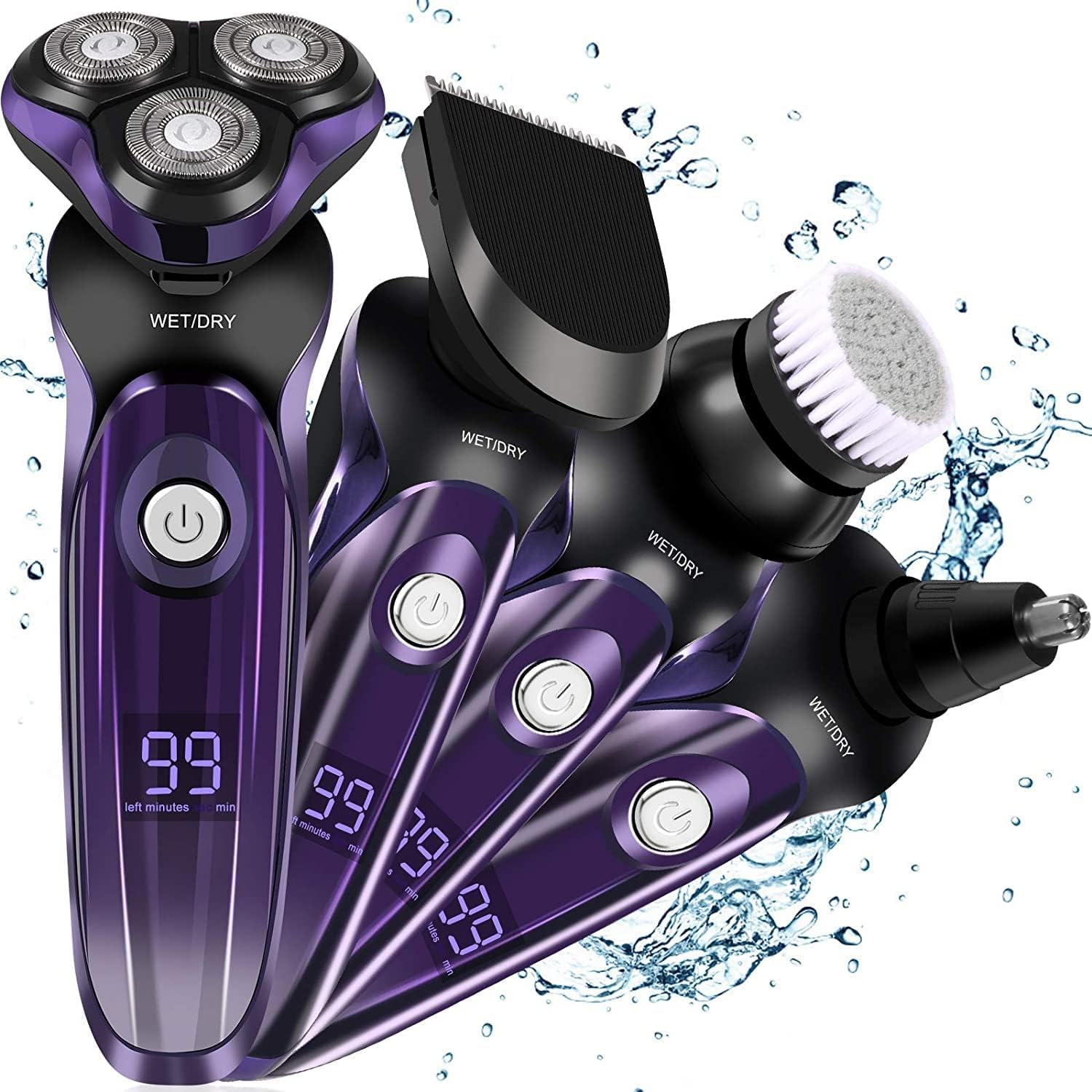 Electric Razor for Men 4 in 1 Electric Shaver Grooming Kit Rotary Shavers Beard Nose