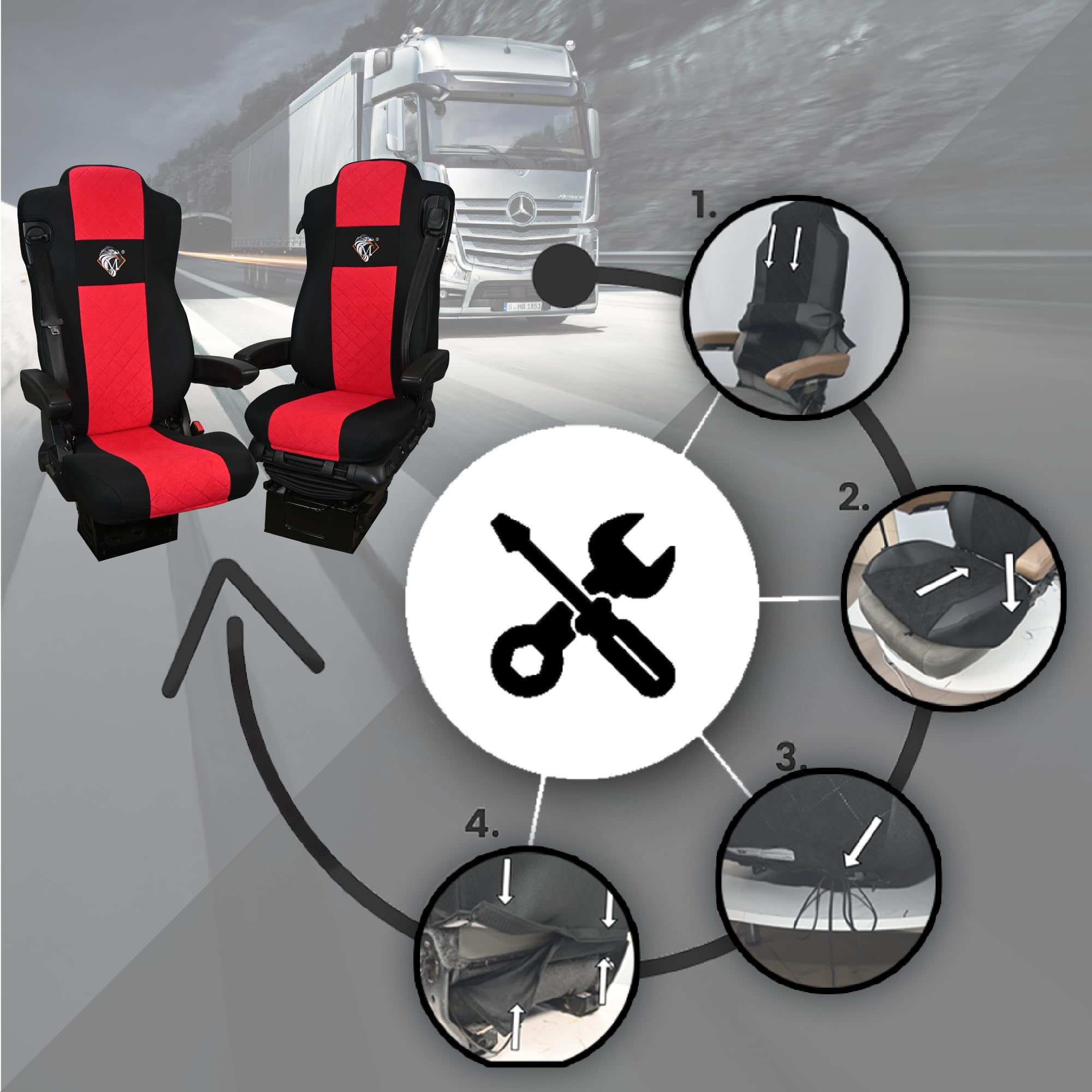 Housses de siège pour camion MERCEDES ACTROS MP4, AROX à partir de 2011