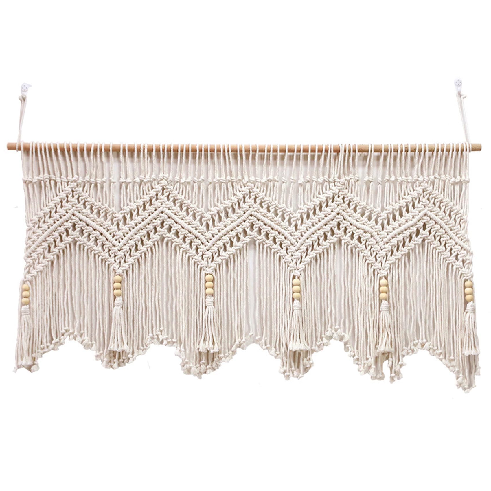 Rideaux en macramé pour cantonnière de cuisine, suspension murale en coton 52x21"