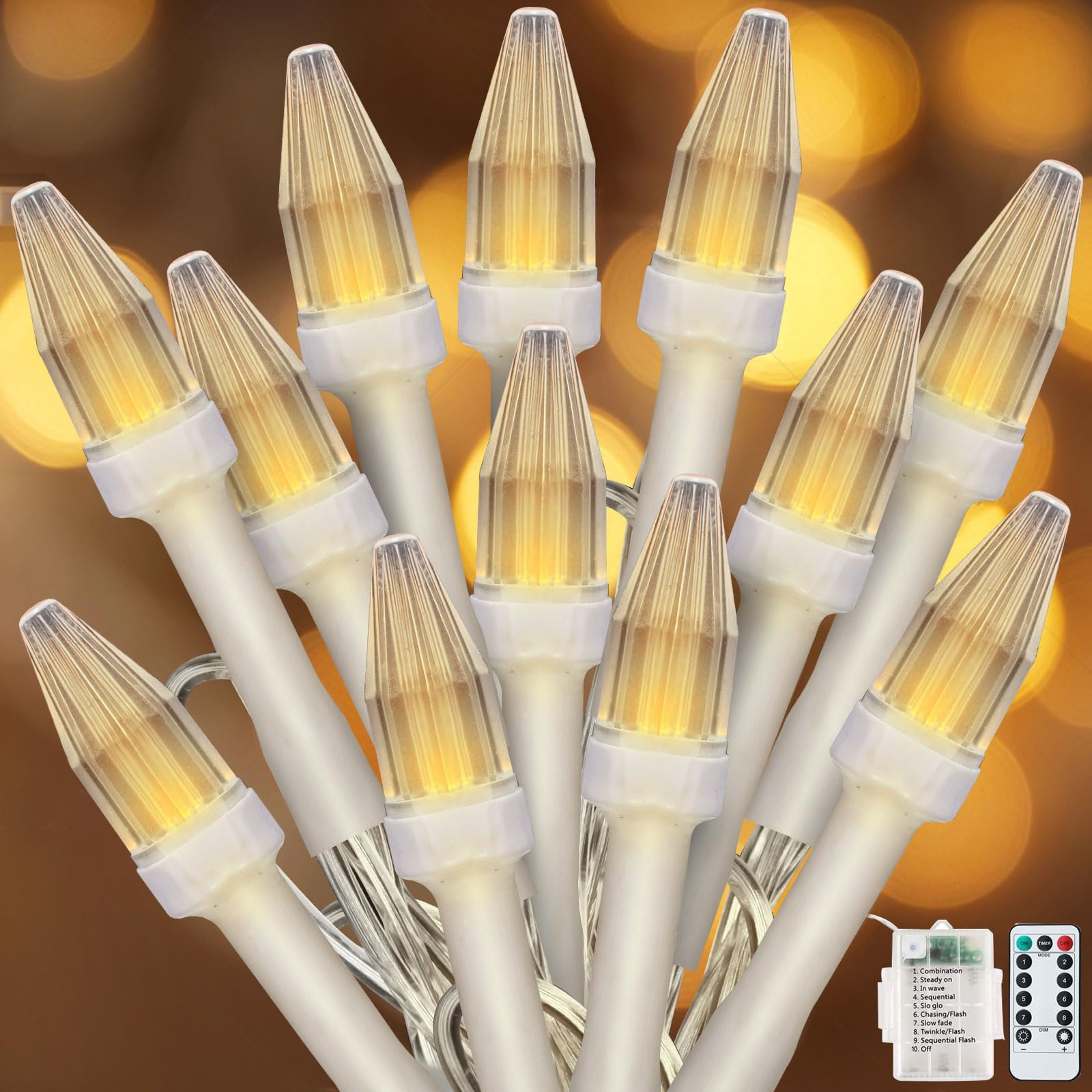 Guirnalda de luces LED impermeable para exteriores con pilas,6M 60 LED cadena de luces navideña,para exterior e interior,2 unidades, temporizador, mando a distancia,cadena de luces para árbol de
