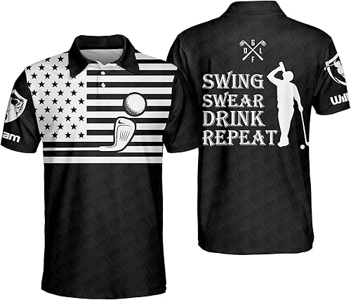Divertidas camisetas polo de golf 3D personalizadas para hombres, polo de golf divertido para hombre, camiseta de golf de manga corta para hombre,