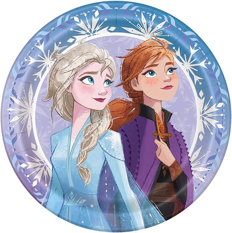 Disney Frozen 2 Round Dinner Plates - 9" (Pack of 8) - Perfect for Enchanted Parties, Unforgettable Memories & Frozen Fans