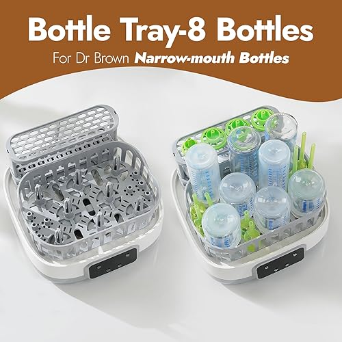 Miniatura 5 de NCVI Esterilizador y secadora de biberones de 20 minutos con 2 bandejas para botellas de 86, esterilización de vapor eléctrica rápida para todos los