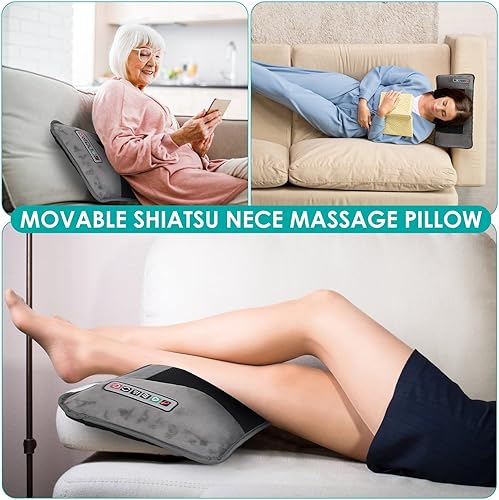 Miniatura 3 de Alfombrilla de masaje de cuerpo completo con calor y almohada masajeadora de espalda Shiatsu movible, almohadilla de colchón de masaje mejorada con