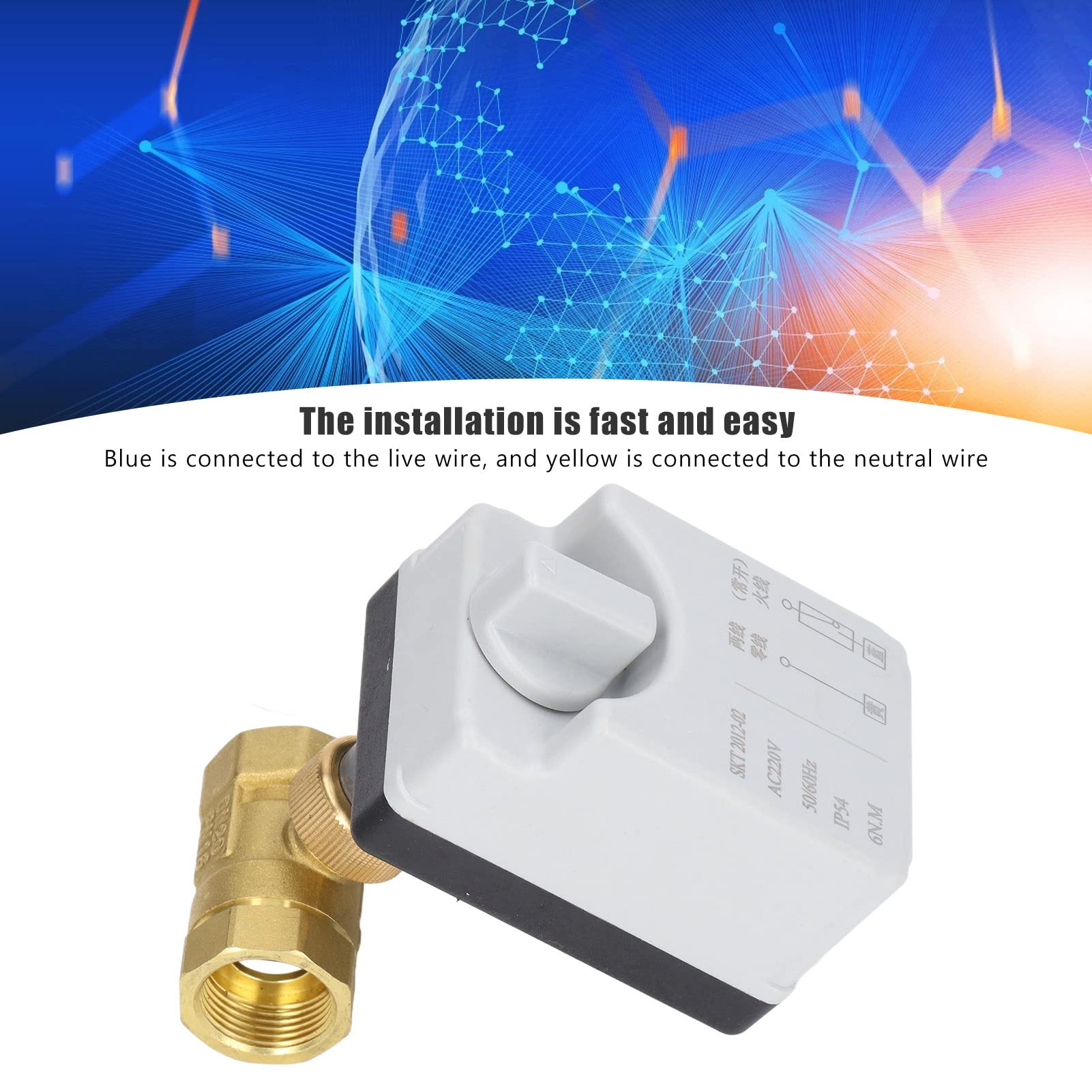 Vanne électrique à Boisseau Sphérique - Laiton DN25, 6N.m, AC220V, Pour Moteur Synchrone, IP54