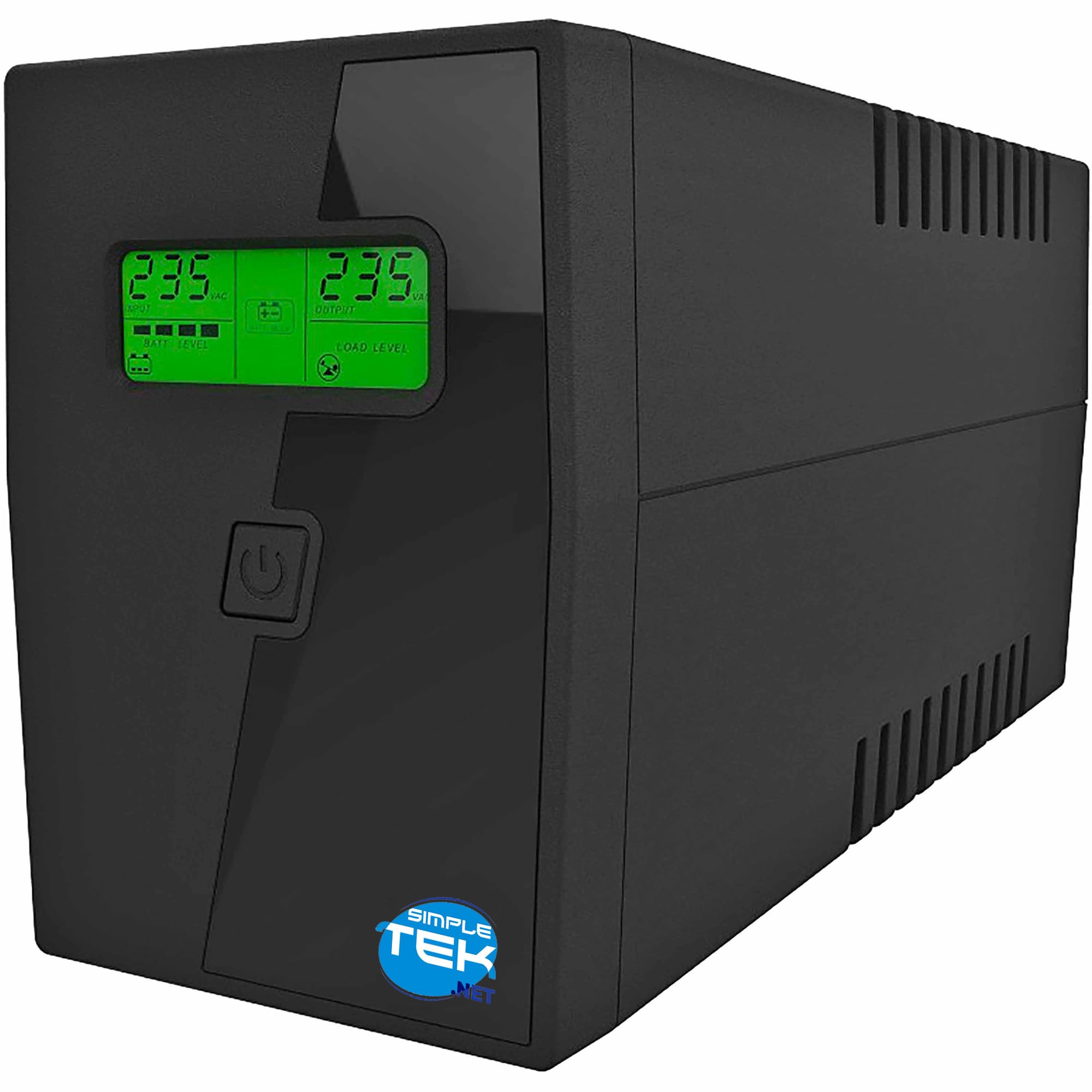 SIMPLETEK - UPS 600VA 360W con Display LCD, Gruppo di Continuità per Protezione Computer e Contro Fulmini