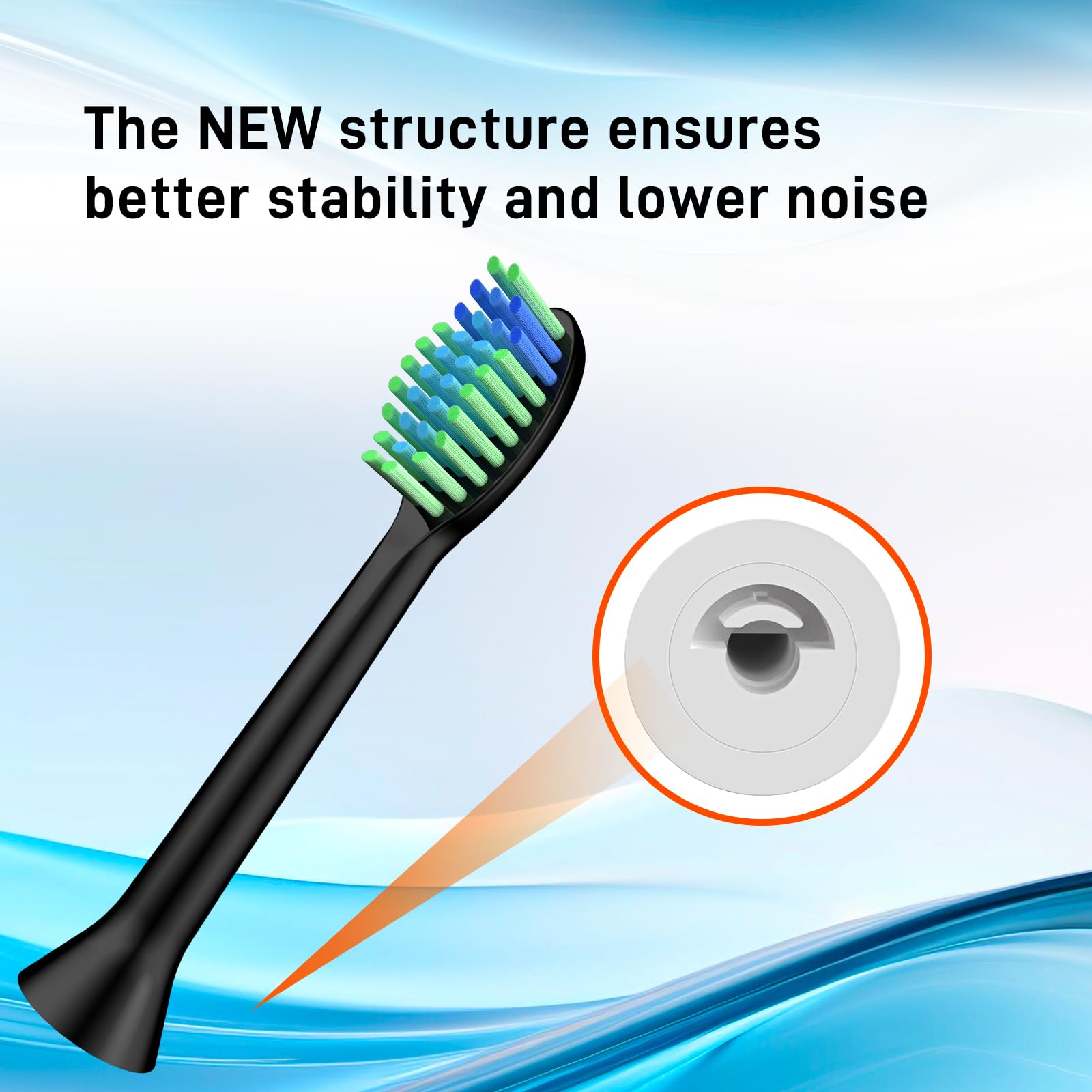 Cabezales de cepillo de dientes de repuesto compatibles con 7am2m AM102/AM105 Sonic cepillo de dientes eléctrico – Recambios de cabezales de cepillo suaves compatibles con 7 am 2 m, negro, 10 unidades