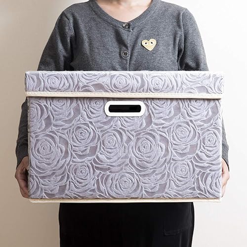 Miniatura 7 de PRANDOM - Cubos de almacenamiento plegables grandes con tapas, de tela decorativa, con asas para la habitación, armario, sala de estar, 17.7 x 11.8