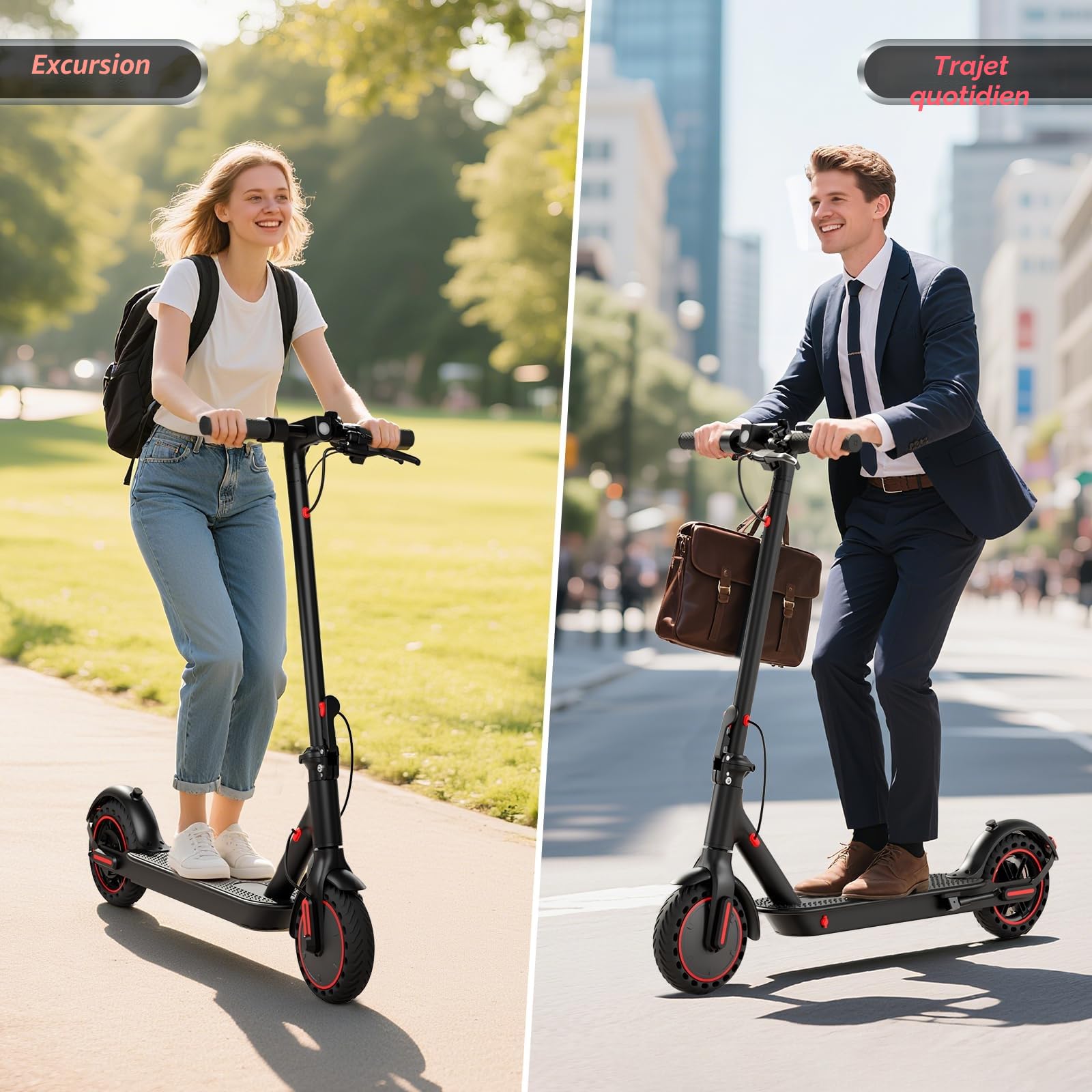 Trotinette Electrique Adulte, Pliable Scooter électrique de 8,5 Pouces en Alliage d'aluminium, Autonomie de 30 km, Batterie de 387 Wh, Charge maximale de 120 kg