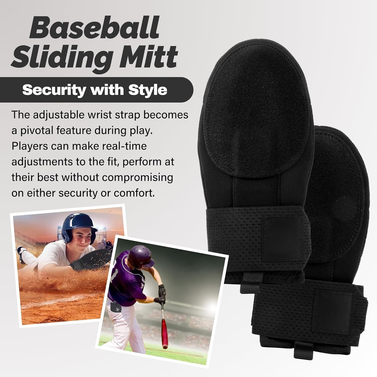 Guante deslizante de béisbol universal para mano derecha o izquierda, guante deslizante de béisbol para jóvenes y adultos, neopreno, correa de compresión ajustable para la muñeca