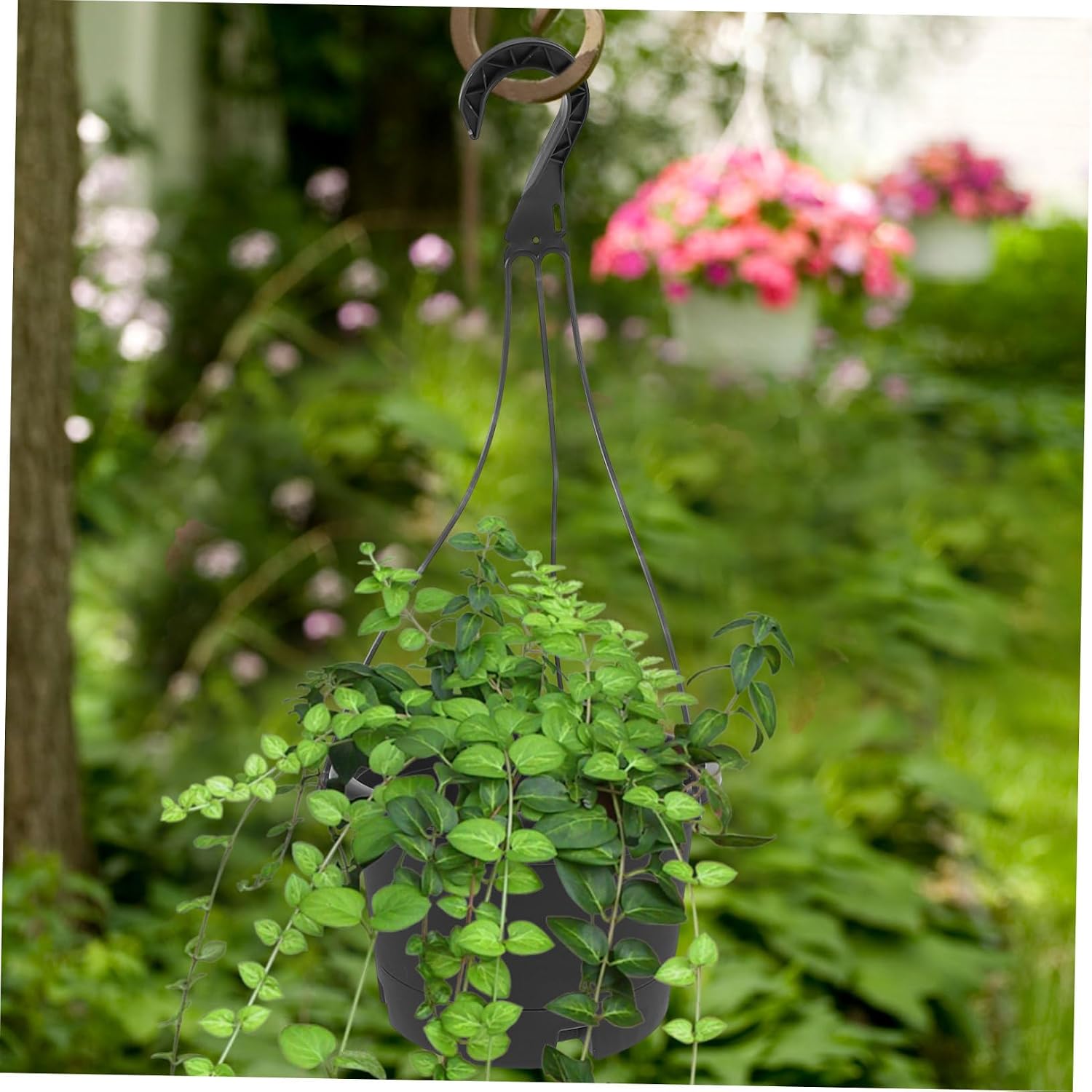Yardwe Hanging Flower Pots for Plants Set of 2 Plastic Outdoor Planters Hole Chlorophytum Hanging Basket for Decor