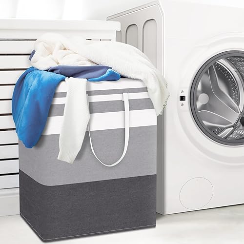 Miniatura 7 de WISELIFE Paquete de 2 cestas de lavandería plegables grandes de 100 litros con asas de fácil transporte cesta de almacenamiento impermeable