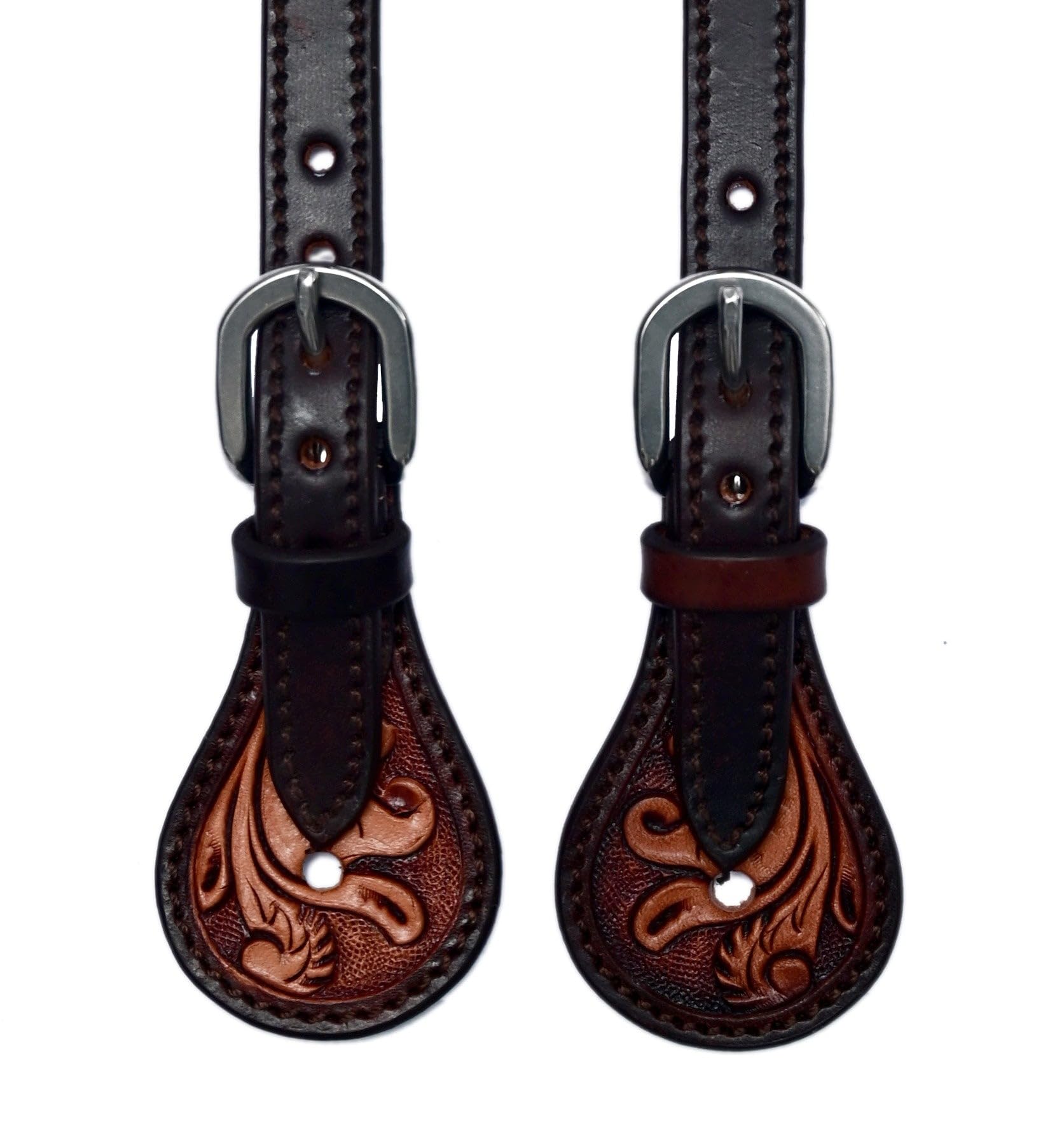 BLACK HOOF Sporenriemen aus Leder, zweifarbig, für Reiter, Westernmänner, Frauen, verstellbare einlagige Sporenriemen, Reitzubehör