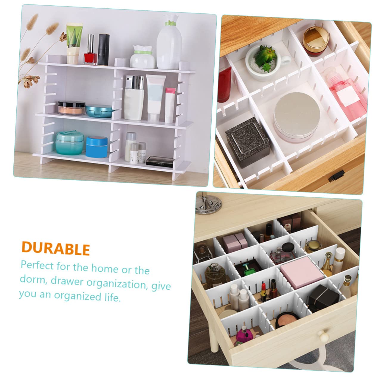 Separadores Juego de 7 Piezas de Cajones Ajustables de Pvc Blanco para Almacenamiento y Orden en Cajones para Organización del Dormitorio y Oficina