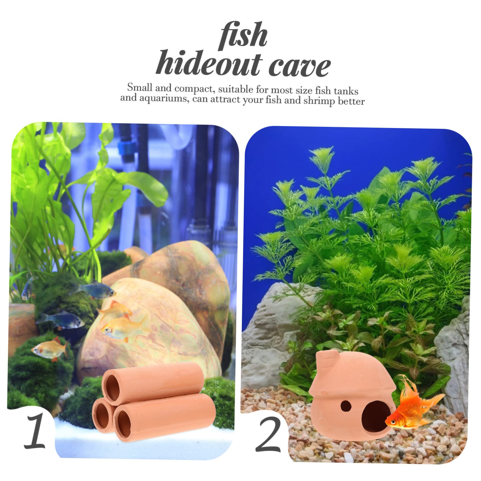 BESPORTBLE 4 Juegos Pecera Olla De Arcilla Peces De Acuario Betta Pequeña Pecera Soporte para Pecera Cueva Escondite De Peces Decoraciones para Peceras Acuario Acuarios De 2 Piezas * 4