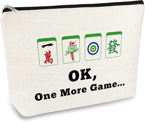 Mahjong - Bolsa de maquillaje para regalar a los amantes de los juegos de Mahjong, regalo para mujer, mejor amiga, hermana, bolsa de cosméticos,