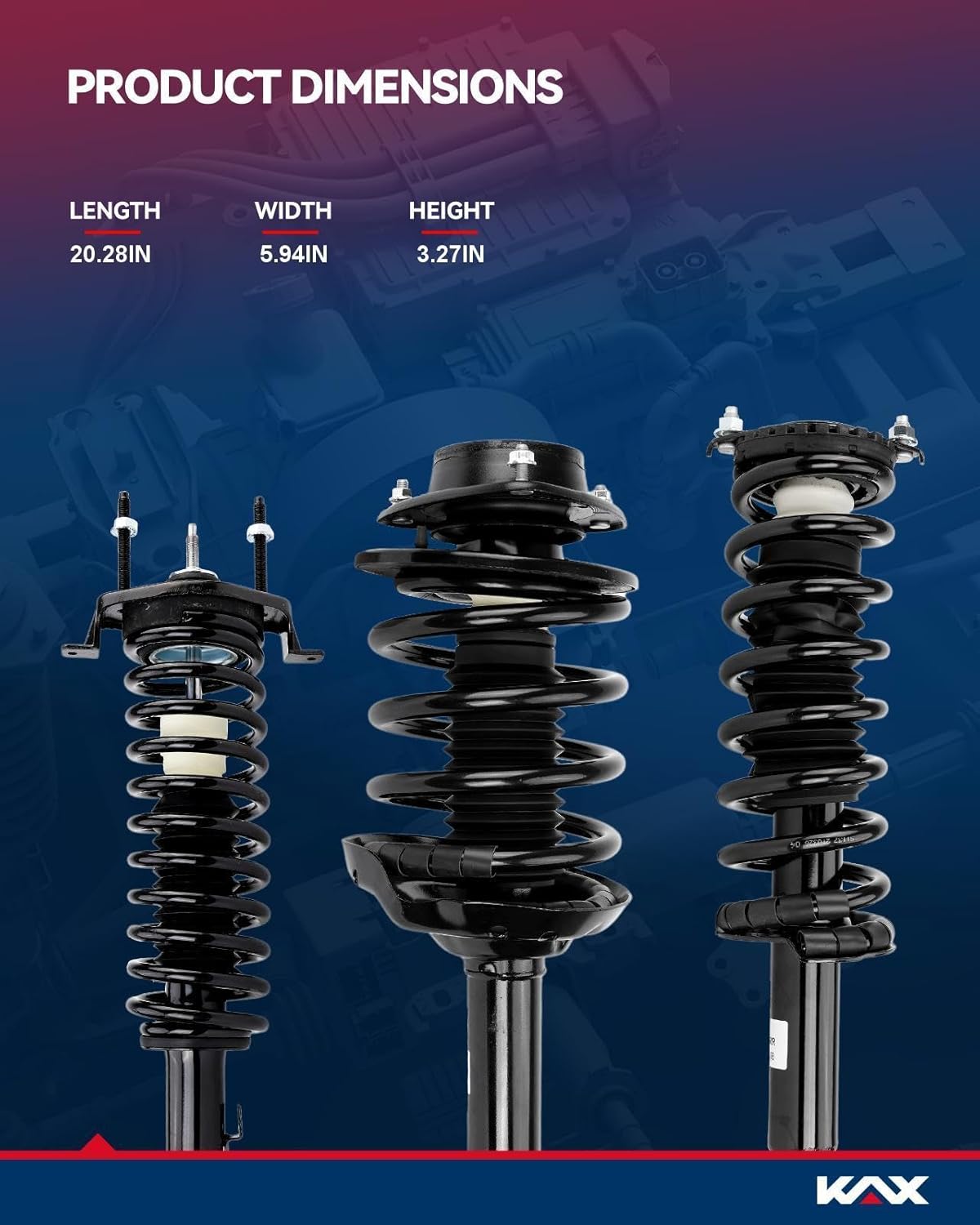 KAX Shock Absorber Strut Rear for GMC Sierra 1500 Limited 2019 2022, OE Replacement, Nitrogen Charged, Direct Bolt-On Installation