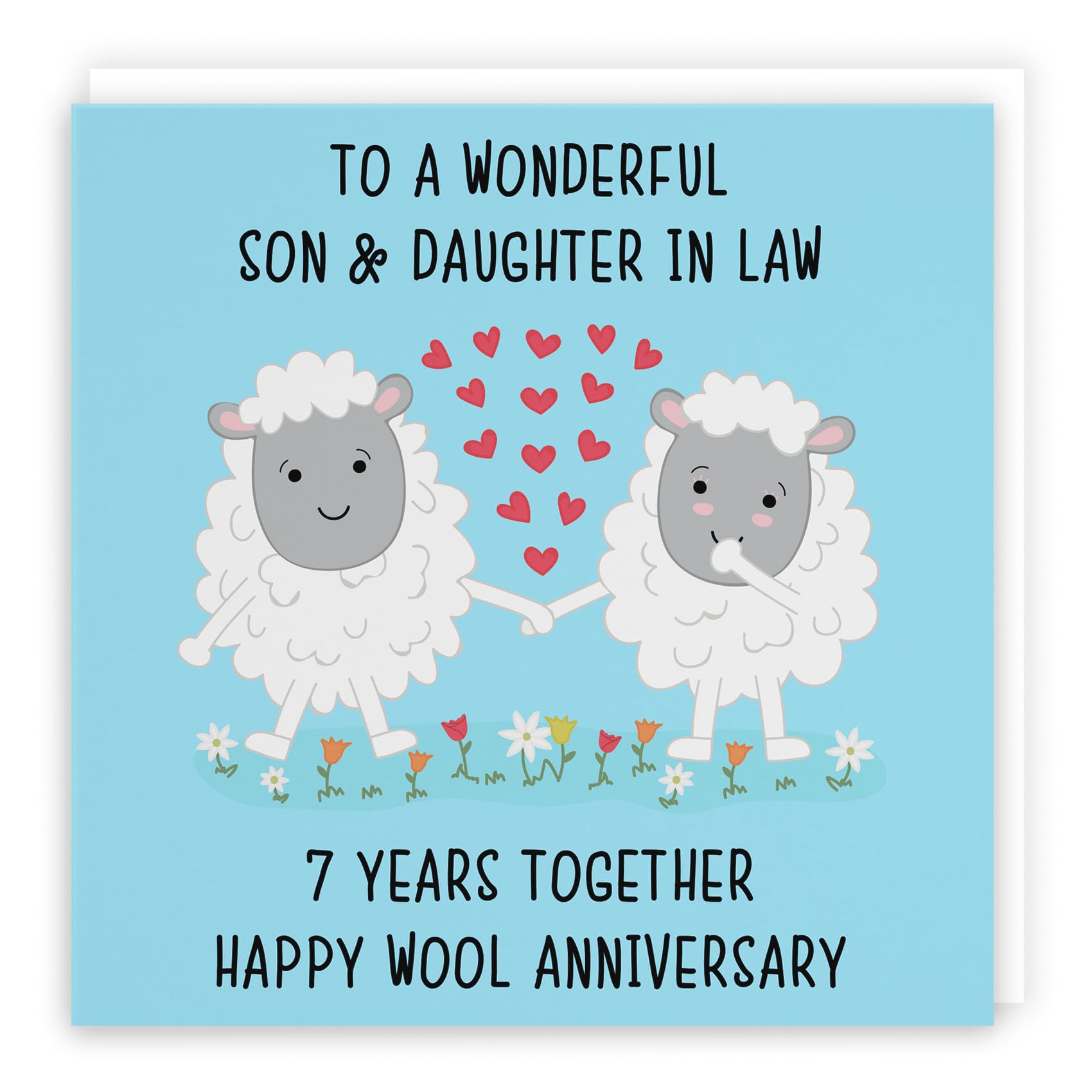 Hunts England, Son And Daughter In Law 7th Anniversary Card, To A Wonderful Son & Daughter In Law, 7 Years Together