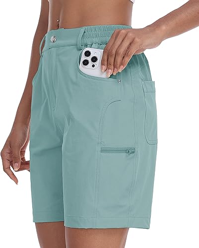 MoFiz Pantalones cortos de golf para mujer de 7 pulgadas, de secado rápido, bermudas ligeras con bolsillos