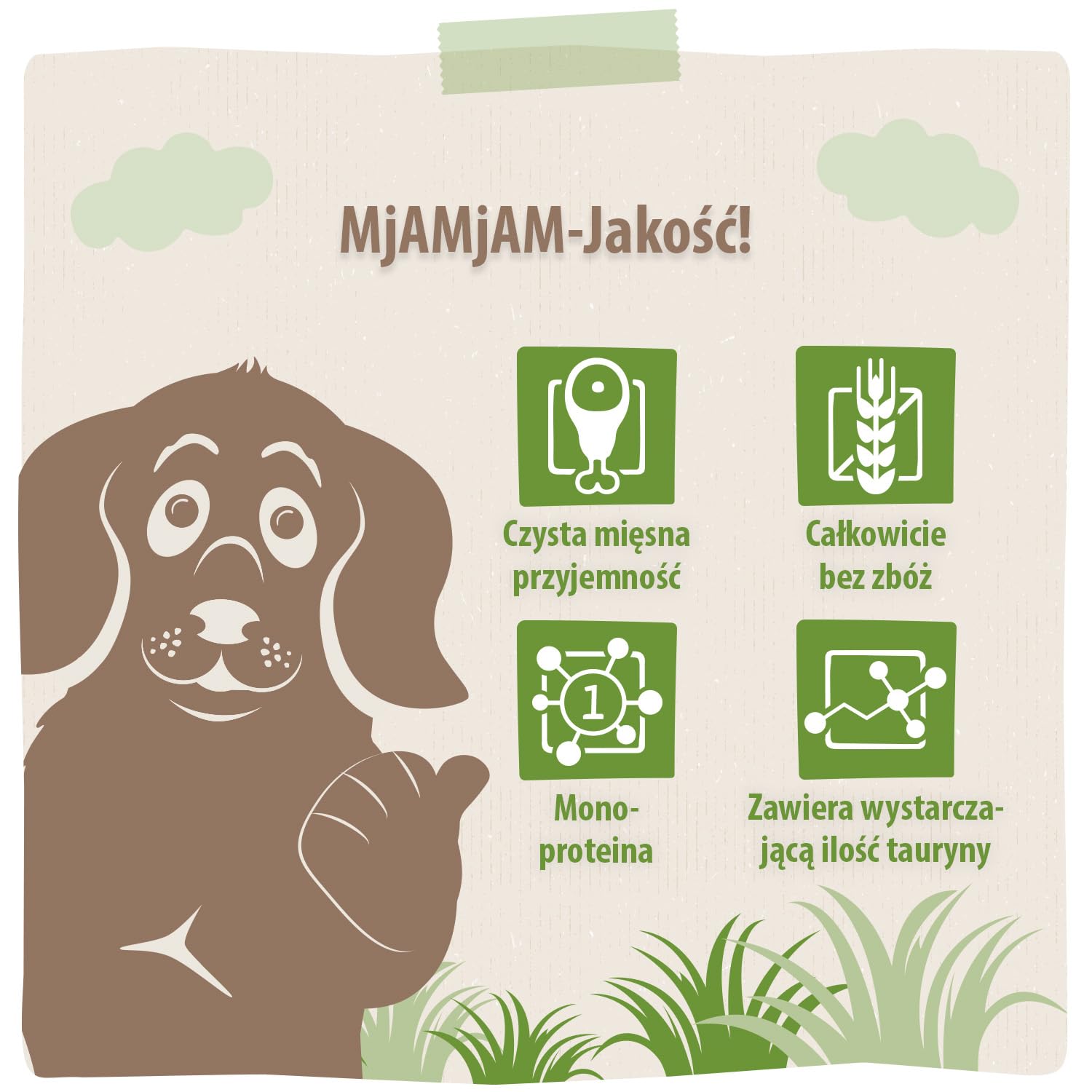 MjAMjAM - Mokra karma Premium dla psów - Czysta mięsna przyjemność - pyszna czysta wołowina, 6-pak (6 x 400g), bezzbożowa z dodatkowym mięsem
