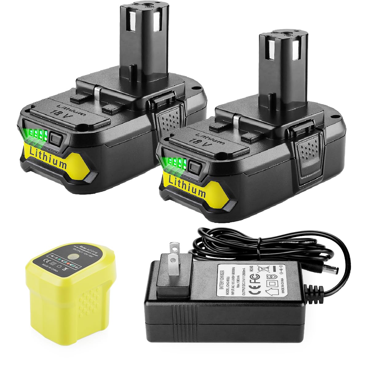 Powilling 2Pack P102 3.5Ah Replacement for Ryobi 18V Battery and P119 Charger Combo Compatible with Ryobi 18 Volt Battery P103 P104 P105 P107 P109 P190 P191 P122 Cordless Tool