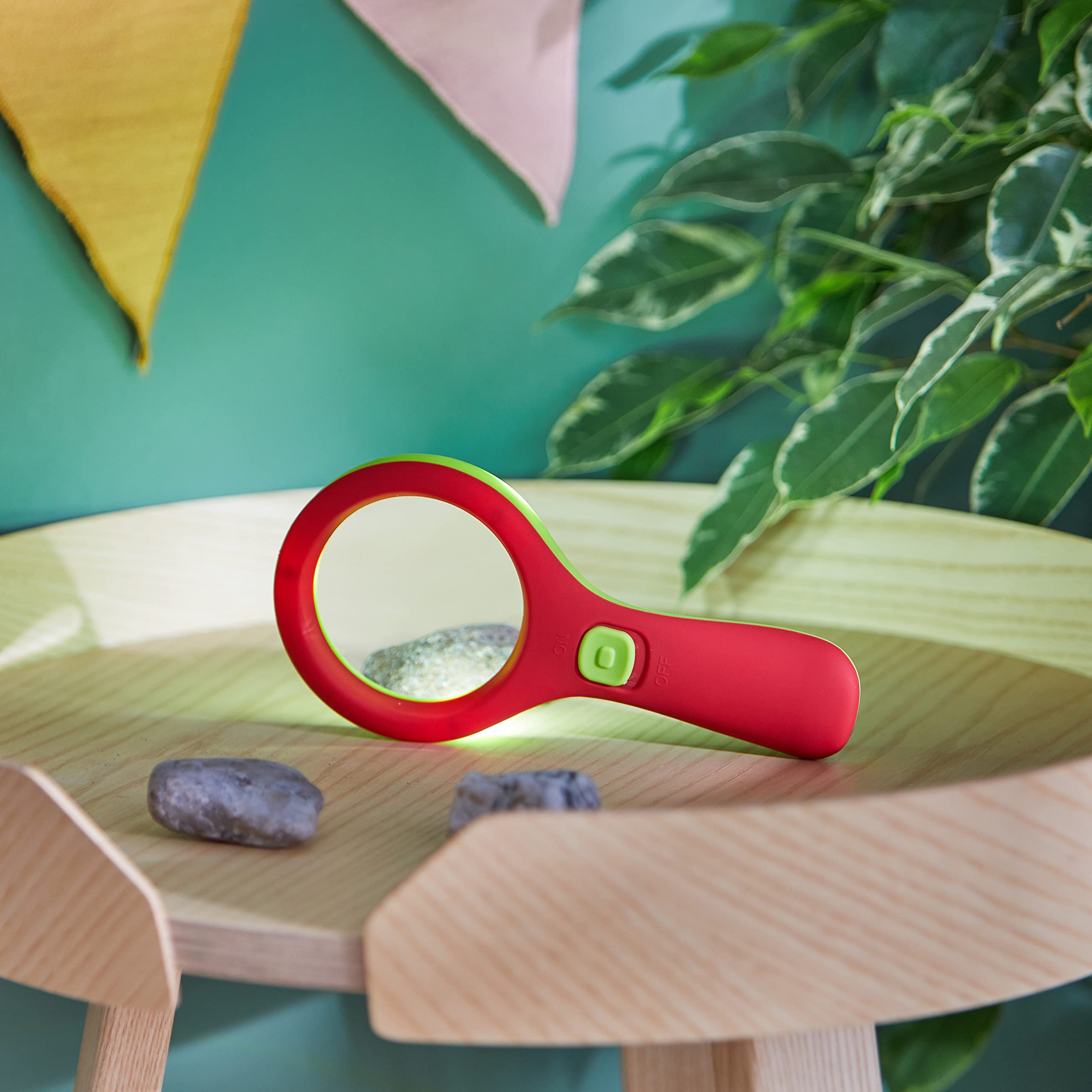 Moses 16124 Krabbelkäfer - Lente d'ingrandimento con luce, per bambini dai 3 anni in su, con 3 LED, colore: rosso e verde