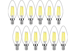 12-Pack E12 LED Candelabra Bulbs - 40W Equivalent, 5000K Daylight White for Home Decor