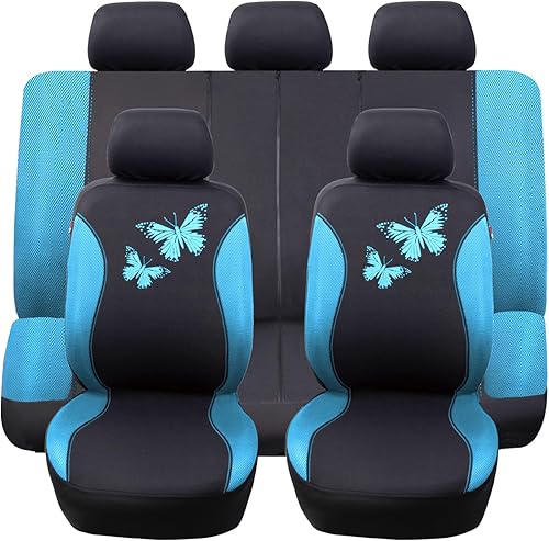 Flying Banner Juego de fundas de asiento de automóvil con diseño de mariposa, universal, para mujer y mujer, para banco trasero dividido en colores disponible en Yaxa El Salvador