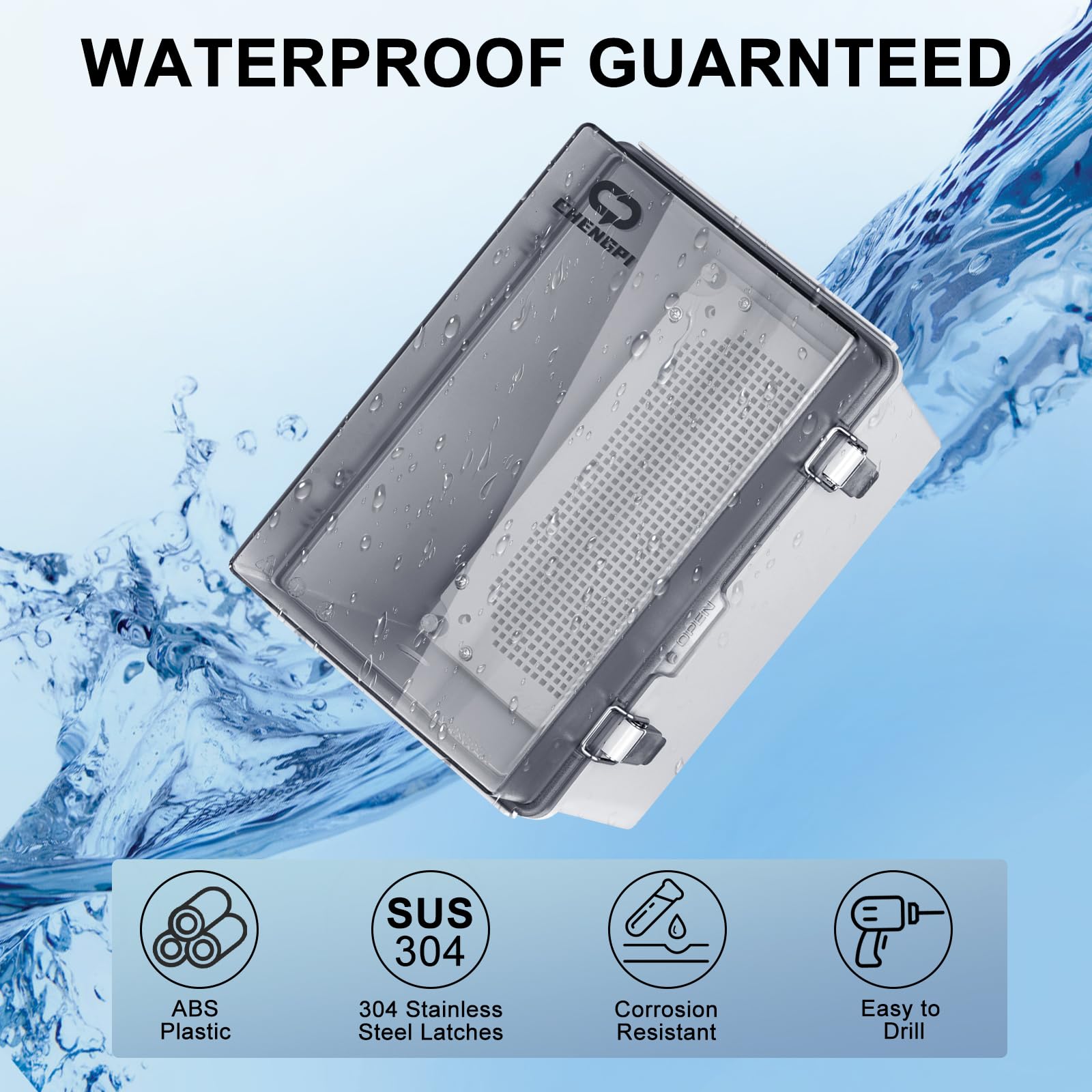 Scatola Elettrica da Esterno,Armadio Elettrico Da Esterno,IP66 Scatola Derivazione Stagna Da Parete, Alloggiamento in Plastica ABS, Quadro Elettrico Esterno 200×300×170MM