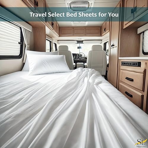 Miniatura 3 de Sábanas para caravana, tamaño King corto (72 x 75 pulgadas), bolsillo profundo de hasta 10-12 pulgadas, 100% algodón egipcio, juego de sábanas de 4