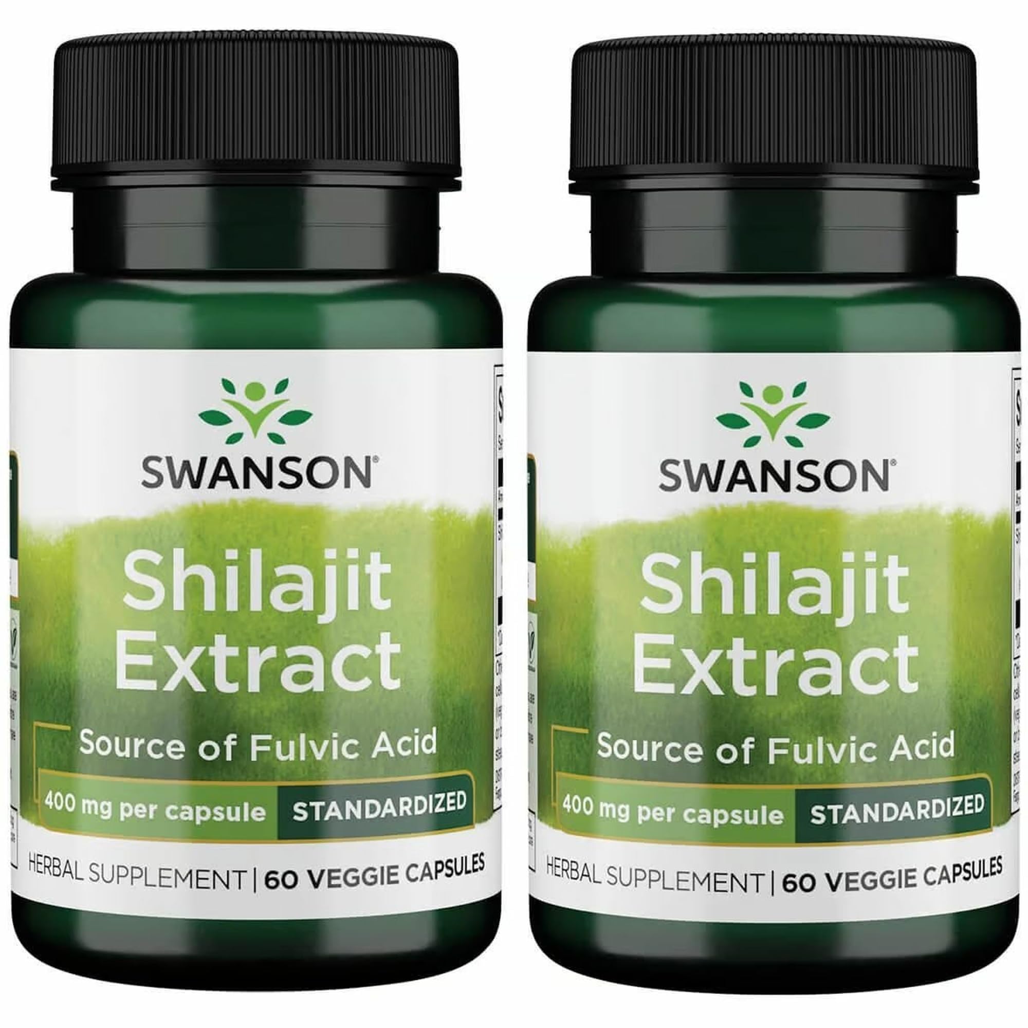 Swanson Shilajit Extract 400 mg, 60 Veggie Capsules, 2 Pack 60 Count (Pack of 2)