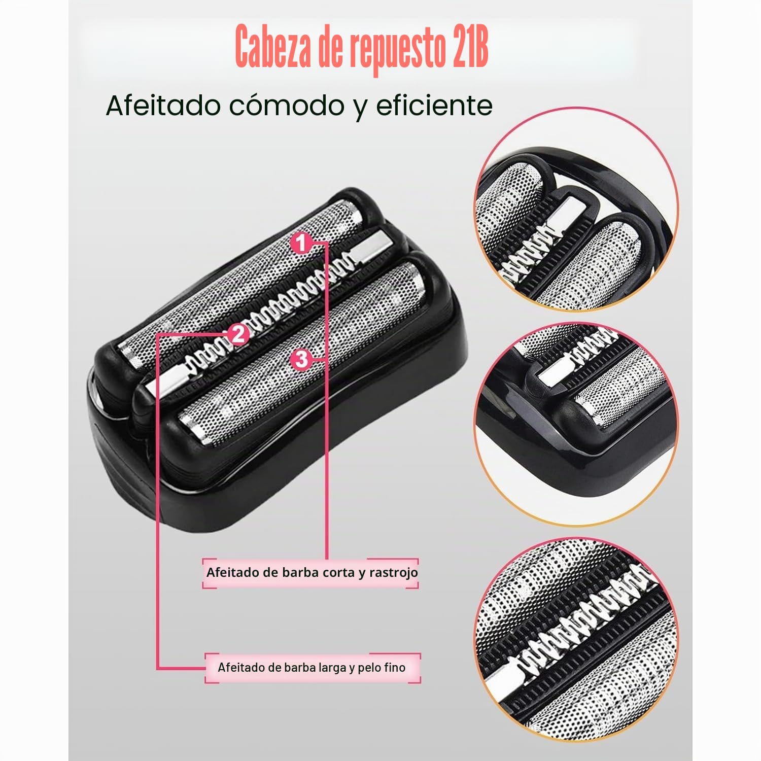 Cabezales de repuesto 21B compatibles con Braun S3 Series 3,Paquete de 2 | para 3040s 3000s 3050cc 3010s 3070cc 3080s 3090s 310s 3020s 330s 370cc-4 380s-4,Paquete de 2
