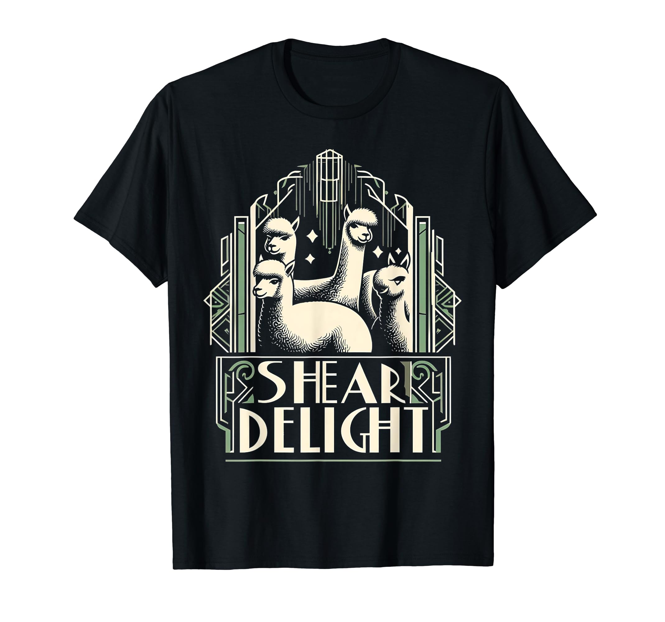 Llama Shear Delight Funny Art Deco Graphic T-Shirt