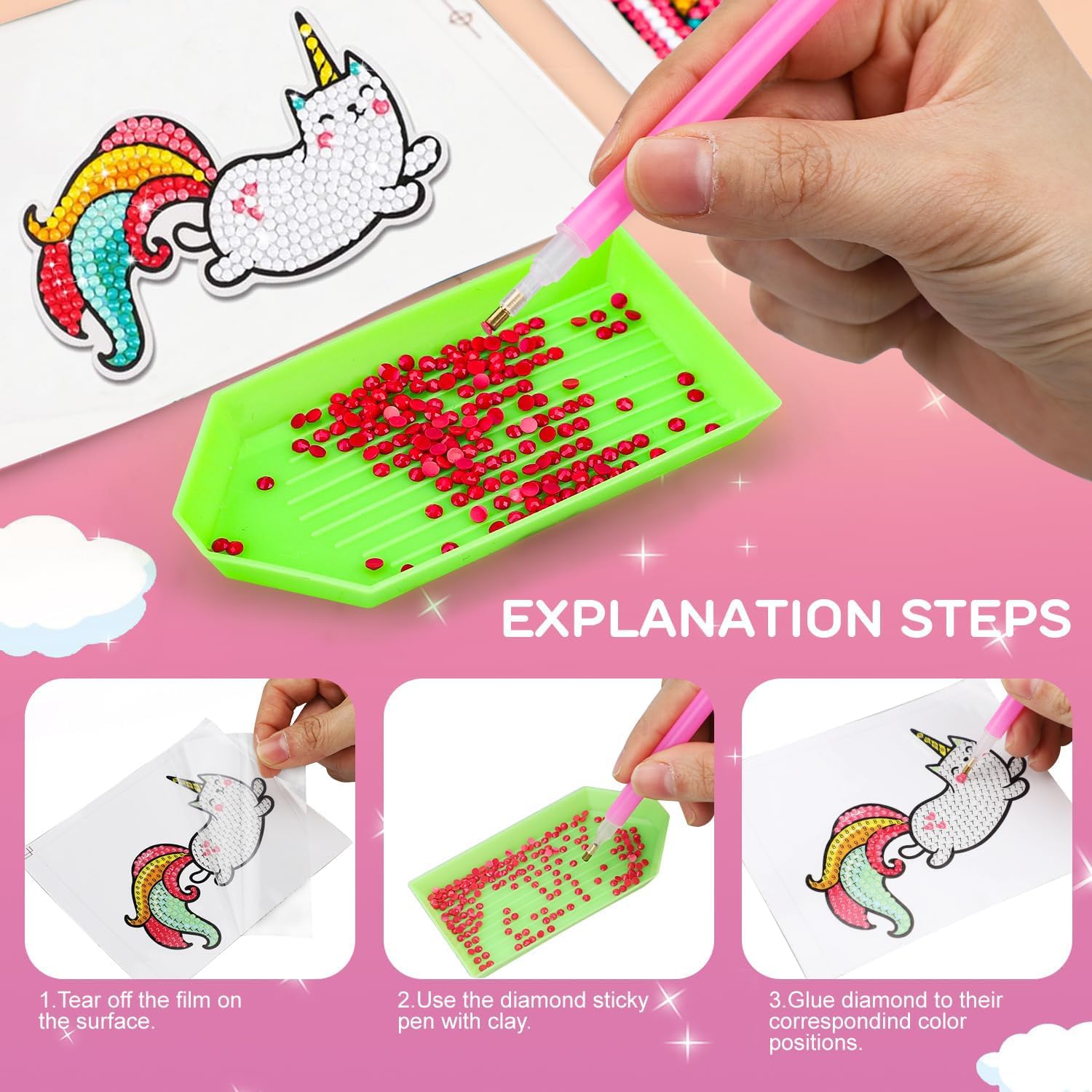 Afufu Kit Lavoretti Creativi per Bambini 6 7 8 9 10 11 12 Anni, 5D DIY Pittura Diamante Portachiavi, Set Artigianato Diamond Painting Fai Da Te, Attività Creative Regalo di Compleanno Bambina
