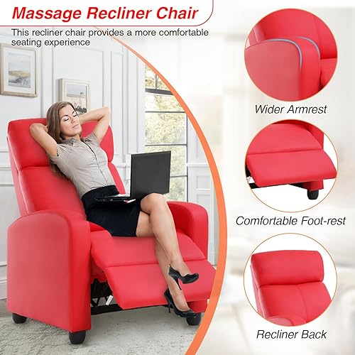 Miniatura 25 de FDW Silla reclinable para sala de estar, asiento de cine en casa, sofá reclinable individual con respaldo acolchado (negro) Negro