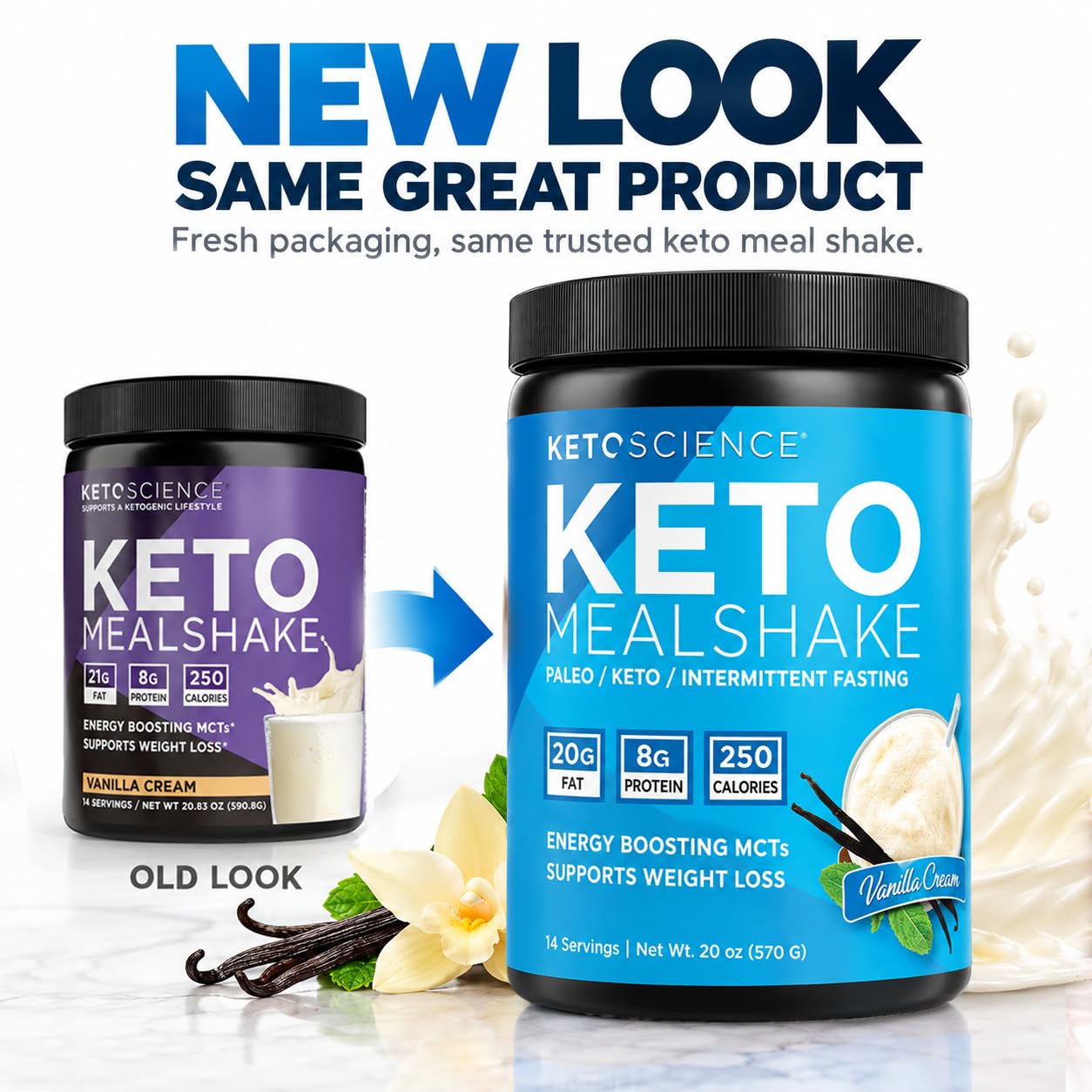 Keto Science Ketogenic Meal Shake Vanilla Dietary Supplement, Keto Protein, Rich in MCTs and Protein, Packed with Collagen, Vitamins and Minerals, Keto and Paleo Friendly, Weight Loss, (14 servings), 20.83Oz — Amazon image 2