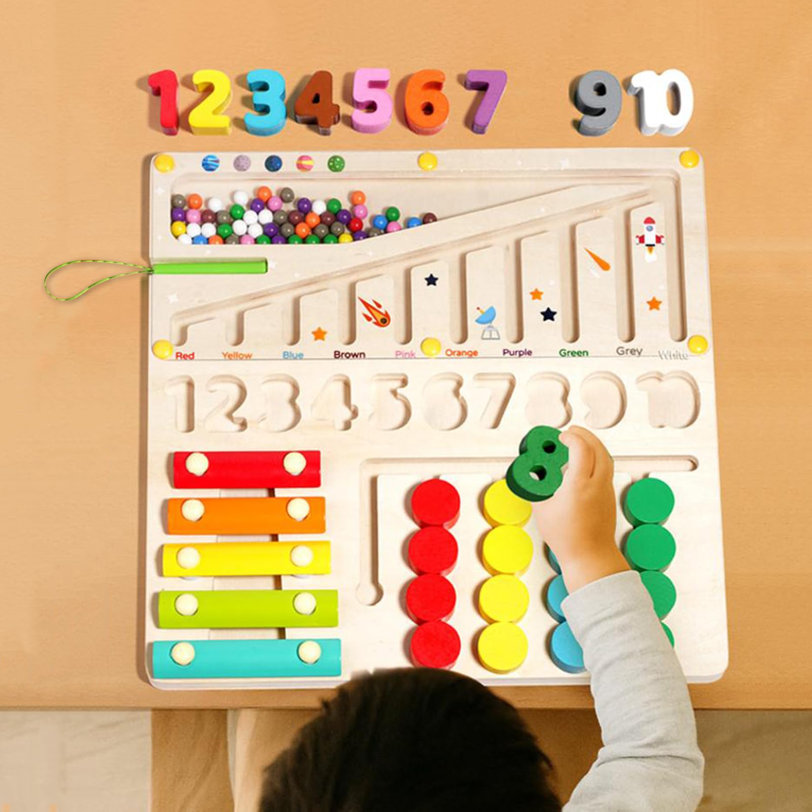 Sorter Kształtów Dla Niemowląt Sensoryczna Drewniana Układanka Z Koralikami | Edukacyjna Zabawka Dla Dzieci Chłopców I Dziewczynek