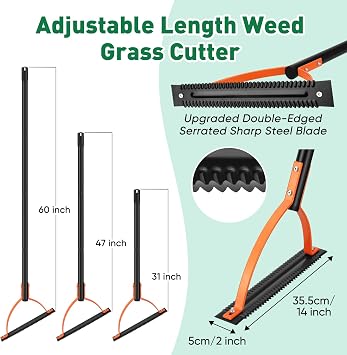 BlumWay 60 INCH Weed Grass Cutter, Double-Edged Serrated Sharp Steel Blade