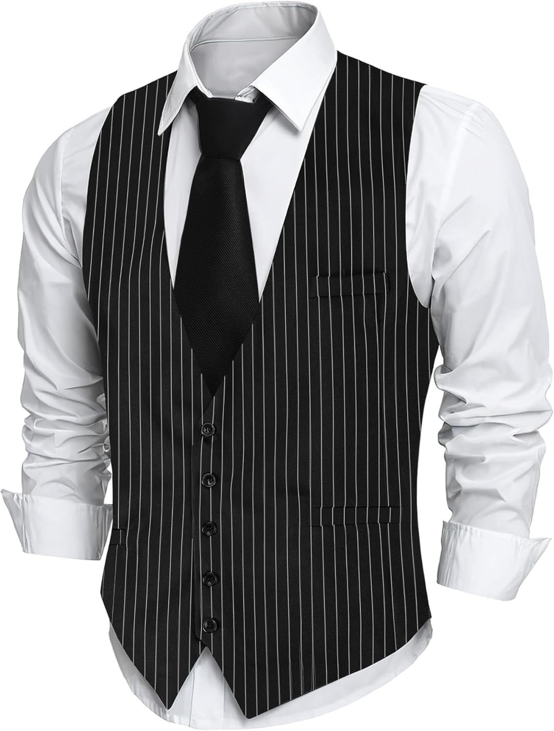 Men's Suit Vest Mens Classic Casual Business Dress Vests with Pockets for Business ...