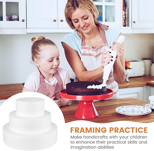 Miniatura 4 de Abaodam Juego de 3 niveles redondos de espuma para tartas, molde de decoración de tartas, modelos de pastel de espuma para boda, cumpleaños,