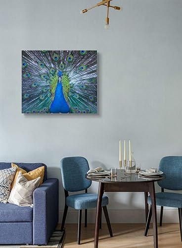 Miniatura 41 de Looife Lienzo decorativo para pared de pavo real, 16 x 32 pulgadas, pájaros verde azulado con flores, decoración de pared para decoración de DW148