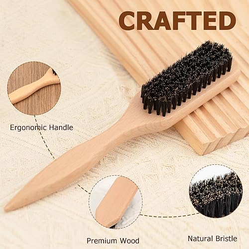 Miniatura 3 de Cepillo de pelo con cerdas de jabalí para hombres, mujeres y niños, ideal para colas de caballo elegantes, moños, alisar los pelos de bebé con