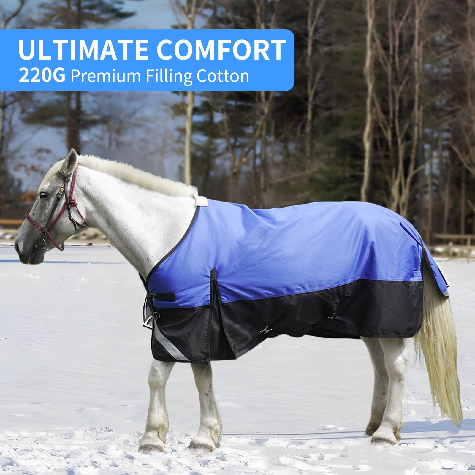1200D Regendecke Pferd 145cm wasserdichte pferdedecke Winterdecke für Pferde pferdedecken Leichte, wasserdichte, Atmungsaktive und Reißfeste