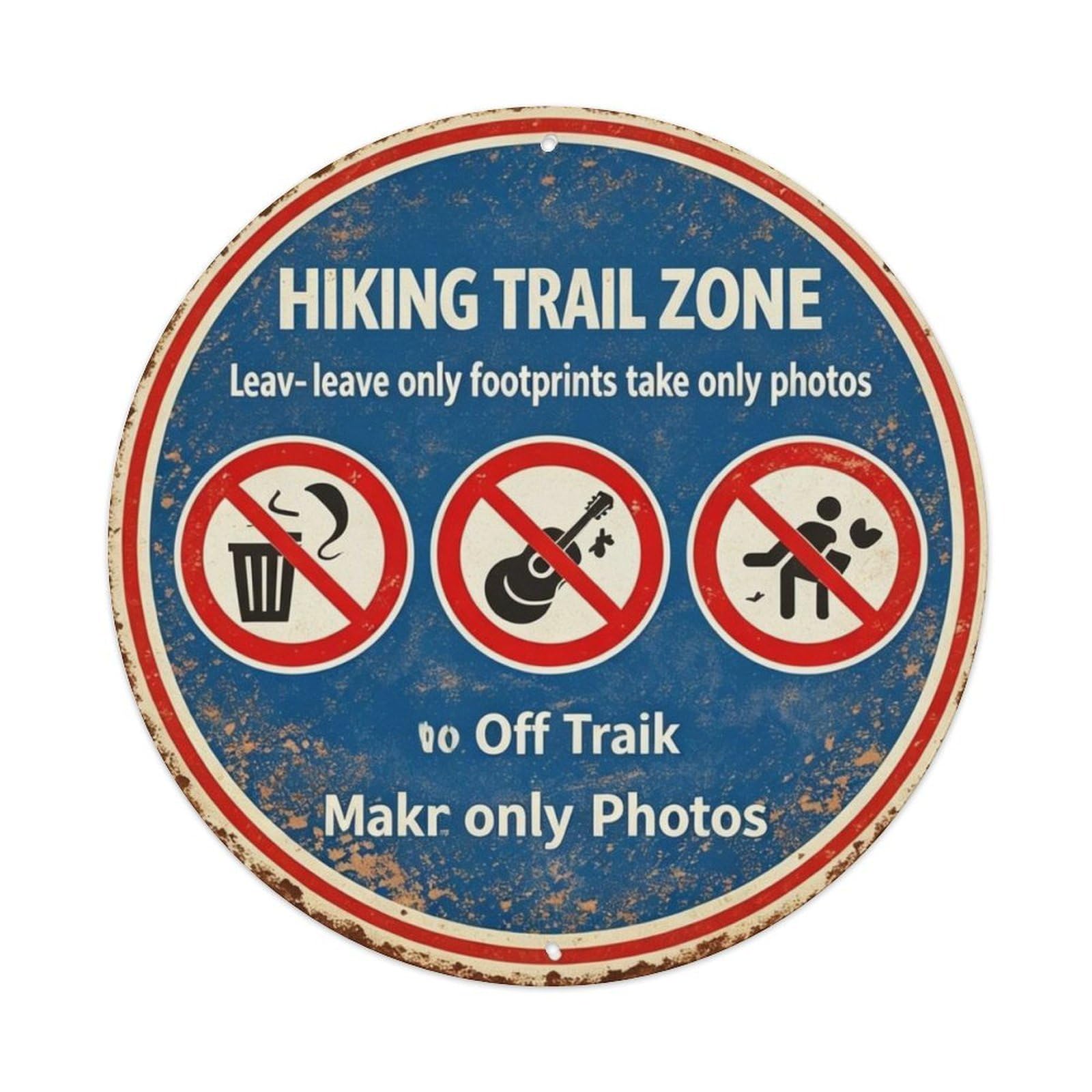 Hiking Trail Zone Metal Tin Sign Plaque