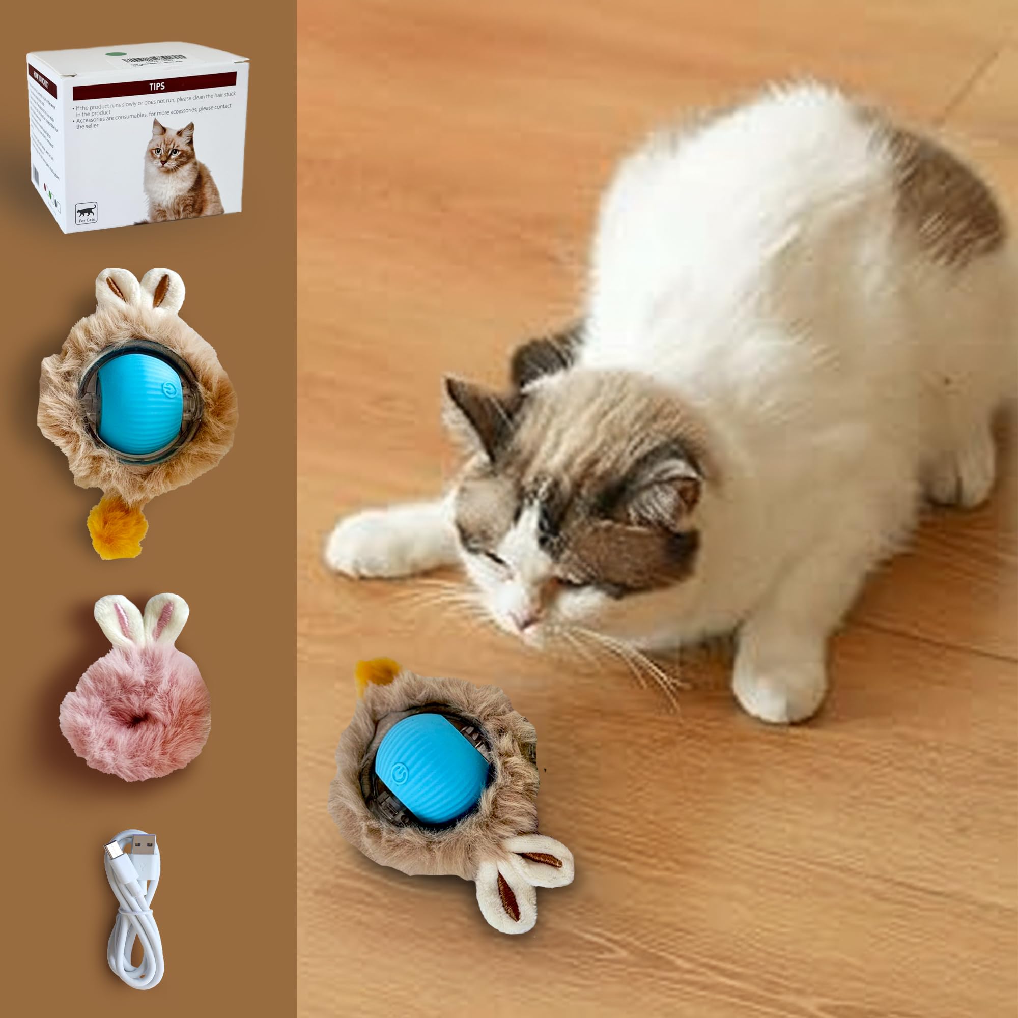 – Interactive Cat Toys, Moving Cat Ball, Motion Activated,Kitten Toys for Indoor Cats,Stimulate Cats' Hunting Instincts, All Floors & Carpet Available,Rechargeable Irregular Moving-Cat Toys (BLUE)