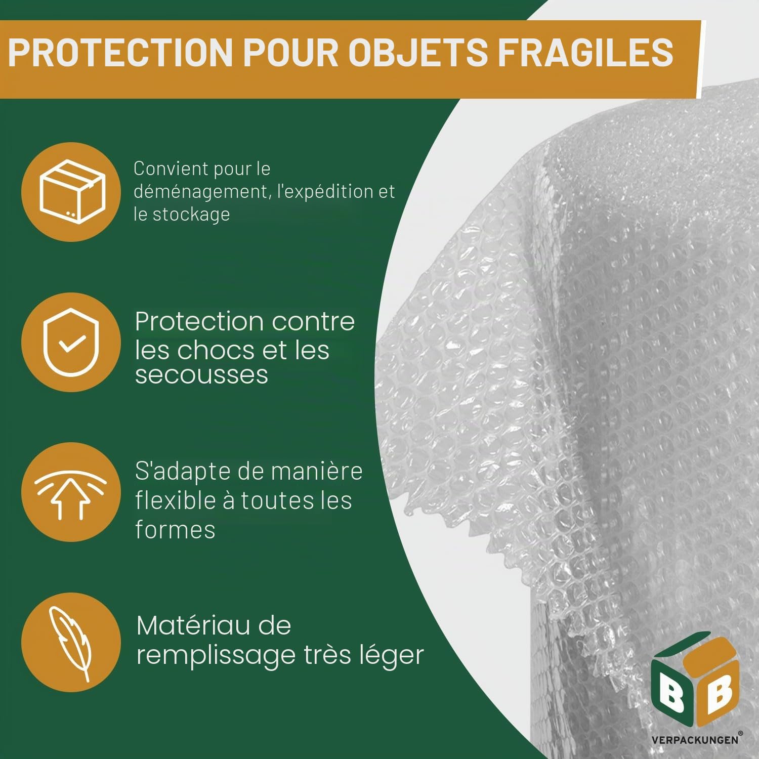 Rouleau de papier bulle antistatique - 1,0 x 50 m - Épaisseur : 75 my - Matériau de rembourrage