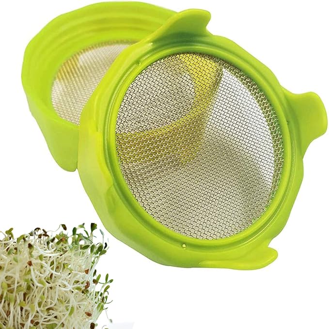 Sprouting lids, Plastic Sprout Lid with Stainless Steel Screen for Wide