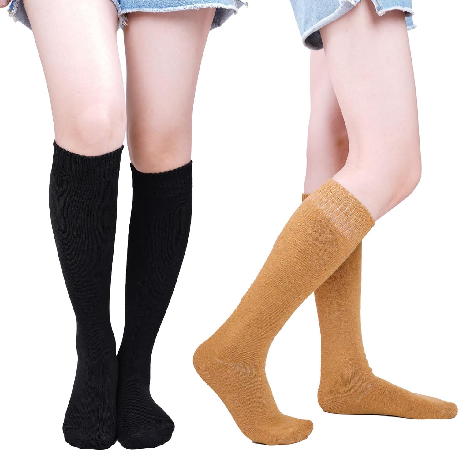 Warm Knee High Socks for Women Christmas Gift Thermal Cotton Socks For Girl Stylish Design Fun (4 Pairs) - Image 7