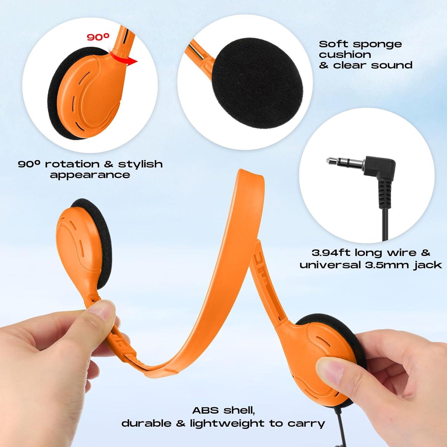 Yunsailing 30 Pack Bulk Over Ear Headphones Set On Ear Headsets Earphones with Adjustable Headband and 3.5mm Plug for Group Learning, Computer Lab, Library, Online Lesson (Macaron Color) - Image 3