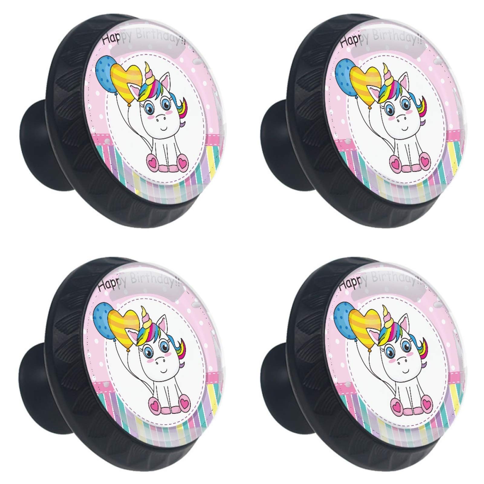 Boutons de tiroir en verre lot de 4 poignées licorne avec vis incluses